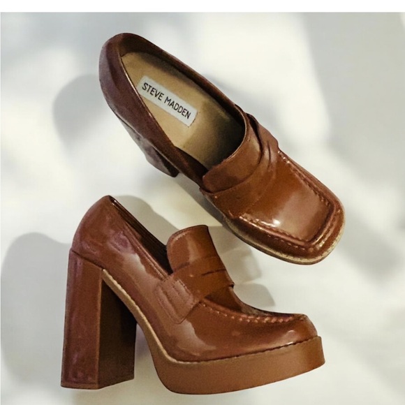 Steve Madden Randy Platform Loafers in Cognac size 8.5 - Picture 5 of 9